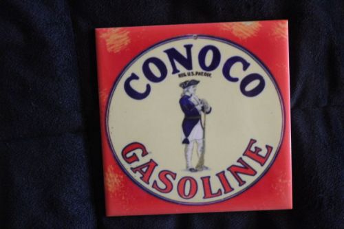 Retro Vintage Conoco Gas Ceramic Tile  Coasters ManCcave Home theater