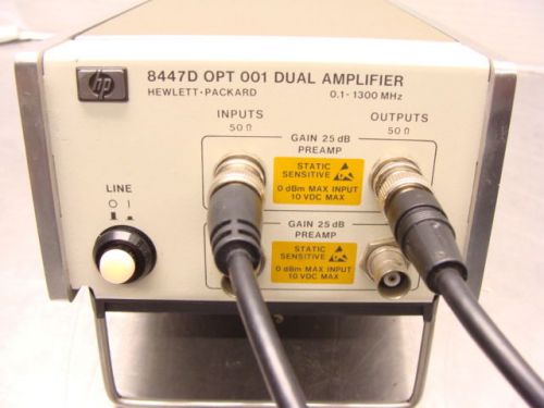 Hp / agilent / keysight model 8447d 100 khz - 1300 mhz opt 001 dual rf amplifier for sale