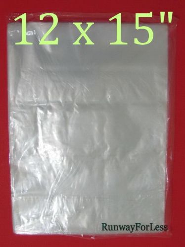 200 pc 12 x 15 12x15 Poly Polybag Back Flap T-shirt Clear Plastic Bags 1 Mil FDA