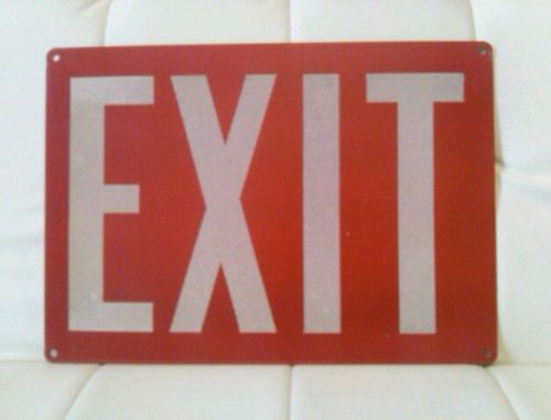 Vintage Industrial Red Exit Sign Reflective Man Cave Steam Punk