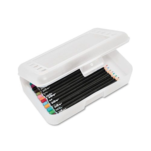 Advantus Gem Polypropylene Pencil Box with Lid Clear 8 1/2 x 5 1/2 x 2 1/2