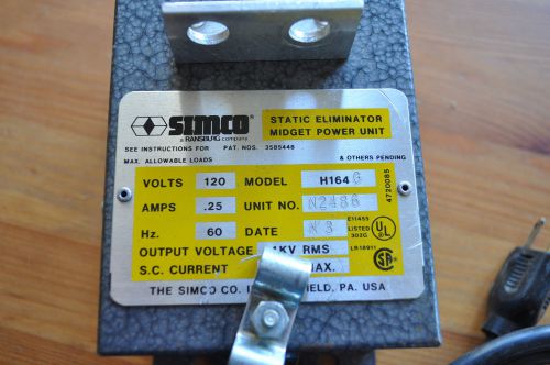 SIMCO H164G Static Eliminator Power Supply Unit 120VAC 4kV 3mA