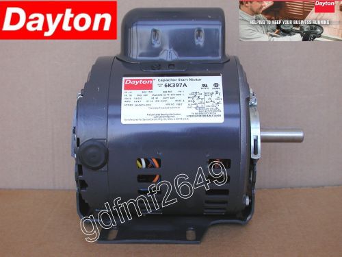 Dayton 6k397a commercial capacitor start electric motor 1/2 hp 1725 rpm 115/230v for sale