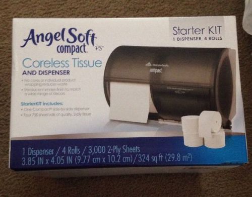 Angel Soft Bath Tissue Commercial Dispenser Starter Kit &amp; Four Rolls Of Tissue