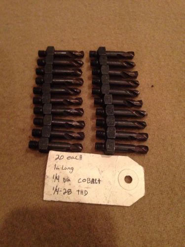 1/4&#034; threaded drill bits,  qty. 20, 1&#034; long , 1/4-28 thread for sale