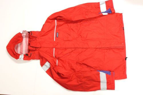 Heavy Duty Nylon PATAGONIA Hooded Jacket Coat Size: M Orange Red Nylon Blue Trim
