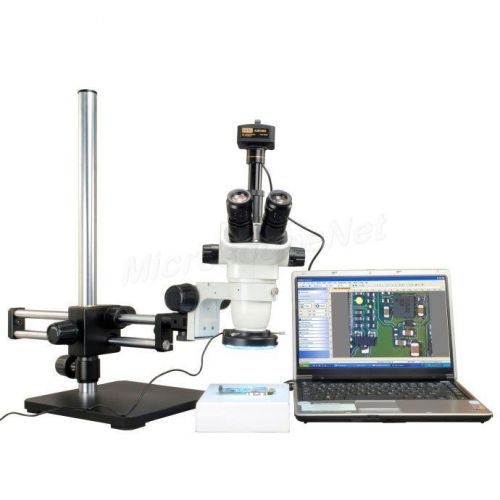 6.7-45x zoom boom stand microscope+144led ring light+14m high resolution camera for sale