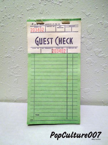 PERFECT PROP OR FOR PLAY! ONE VINTAGE RETRO RESTAURANT GUEST CHECK PAD - 98 PGS.