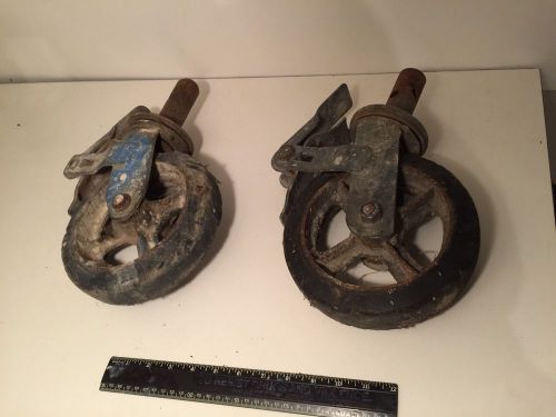 LOT OF 2 ,12&#034; x 2&#034;  Steel Wheel Caster - CAST IRON HEAVY DUTY With Post