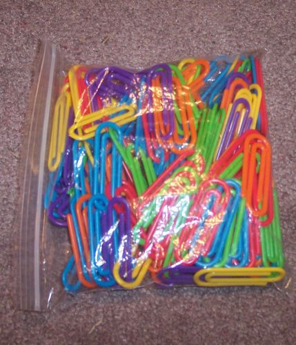 Lot 125 Jumbo Large 2&#034; PLASTIC Giant Paperclips Colorful GUC