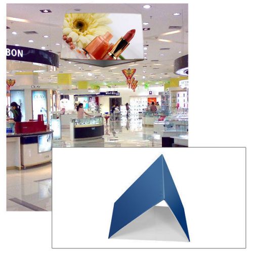 20ft ceiling banner display triangular hanging sign with graphics and frame for sale