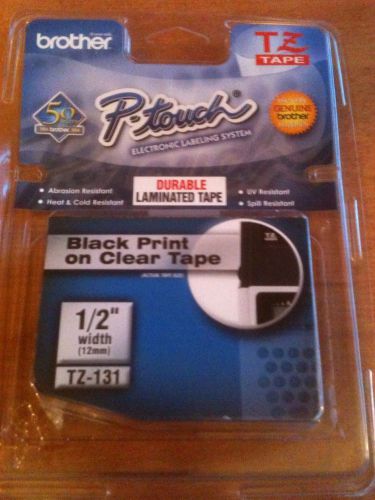 Brother P-Touch DURABLE LAMINATED TAPE TZ-131 Black Print in Clear Tape 1/2&#034;W