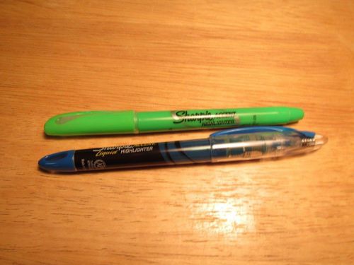 Lot of 2 SHARPIE Accent Liquid Highlighters  Removable Cap with Clip - P009