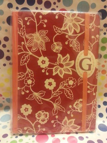 red Floral Ruled Journal Diary NEW Lined 80 Sheets Fast Shipping MONOGRAM &#034;G&#034;