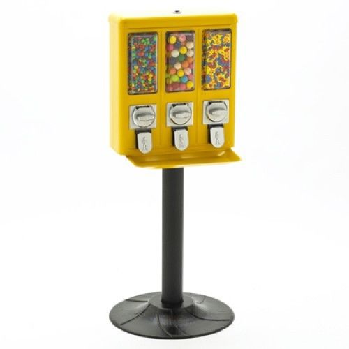 Pro all-metal triple vend gumball &amp; candy machine (yellow) for sale