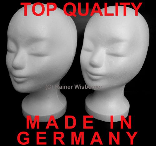 2 FEMALE MANNEQUIN HEAD styrofoam Made in Germany!