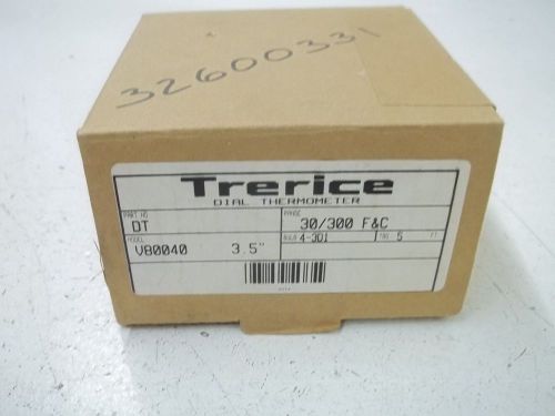 TRERICE DT MODEL V80040 3.5&#034; DIAL THERMOMETER 30/300 F&amp;C *NEW IN A BOX*
