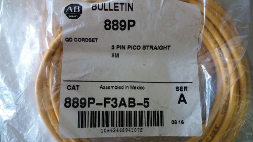 AB 889P-F3AB-5 NEW IN PACK 3 PIN PICO STRAIGHT 5M QD CORDSET SEE PICS #A40
