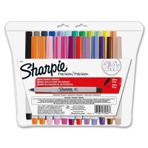 Sharpie Ultra-Fine-Point Permanent Markers, 24-Pack Colored Markers (75847), New