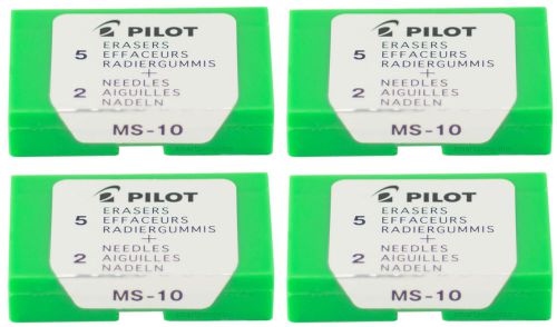 Pilot White Vinyl Mechanical Pencil Refill Erasers &amp; Needles 4 Packs of 5 MS-10