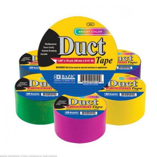 BAZIC 1 7/8&#034; x 10 Yard Assorted Fluorescent Colored Duct Tape 36Pcs 910-36