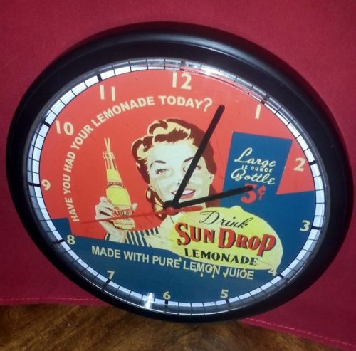 9-1/2&#034; Round Sun-Drop Lemonade Reproduction Clock