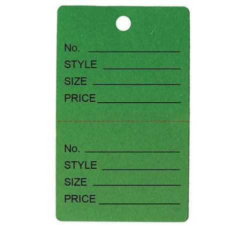 1000 L:arge Perforated Merchandise Coupon Price Tags Green