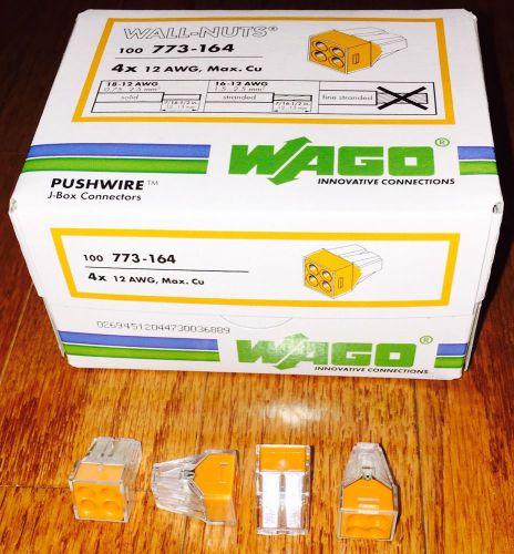 100 pcs of Wago PushWire Connector 773-164  (4 Pole Wall-Nuts)  FREE Shipping