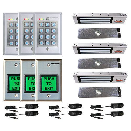 FPC-5122 3 Door Access Control 300lbs Electromagnetic Lock with Outdoor Keypad
