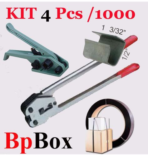 Tensioner n Cutter 1/2in to 5/8in + Strapping Poly Crimper +1000 seal K4-1000 /