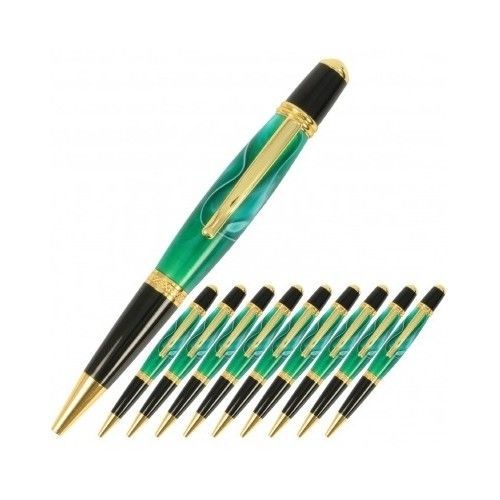 Stylish Pen Set 24K Gold Finish Durable Kit Ball Point Twist Pens (10 Pack)
