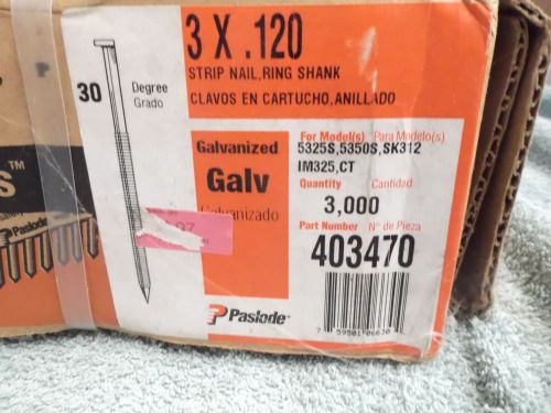 Paslode 3  x .120 Ring Shank  Galvanized Full HUGE box 3000 Nails Framing Galv