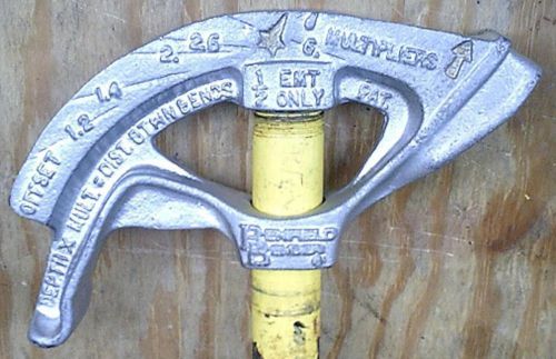 1/2&#034;_emt_or_3/8&#034;_rigid_conduit_pipe_bender_vintage_silver/yellow_klein/benfield for sale