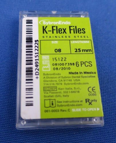 Sybron Endo K-Flex Files size 08, length 25mm. Package of 6