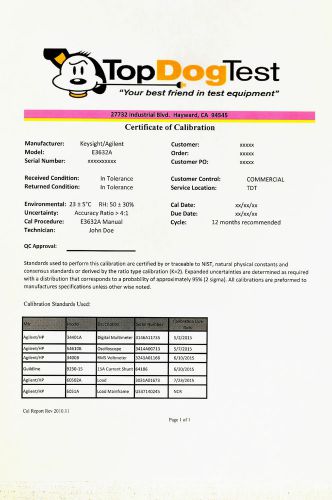 HP Agilent Keysight E3632A NIST Calibration with Certificate of your unit.