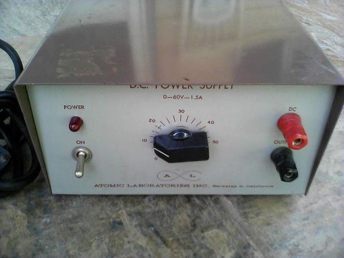 Vintage Cenco Atomic Laboratories 0-60 V 1.5A Variable DC Lab Bench Power Supply