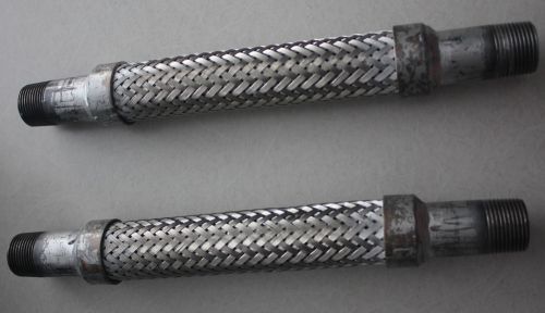 Lot of 2 - Stainless Steel 1&#034; x 11&#034;  Flexible Braided Metal Hose