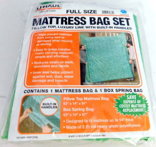U-Haul Mattress Bag Set FULL SIZE Pillow Top, Luxury Line with Built-in Handles