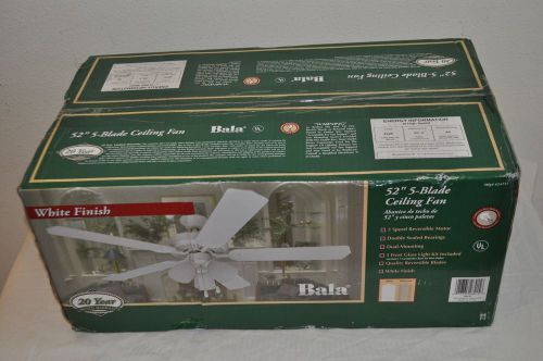 NEW Bala 824195 52&#034; Ceiling Fan White 5 BLADE IN BOX
