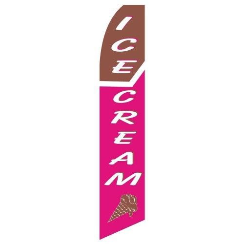 Ice Cream pink/br Swooper Feather Business Flag Banner W/ pole 15&#039; made in USA