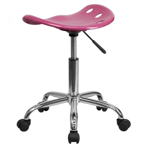 Vibrant Pink Tractor Seat and Chrome Stool [LF-214A-PINK-GG]