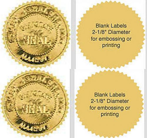 3000 Serrated Starburst Gold Foil Notary Reward Seal Labels 2.0&#034; Emboss /Print