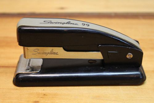 Vintage Swingline 99 Small Retro Art Deco Desktop Stapler Black &amp; Gray