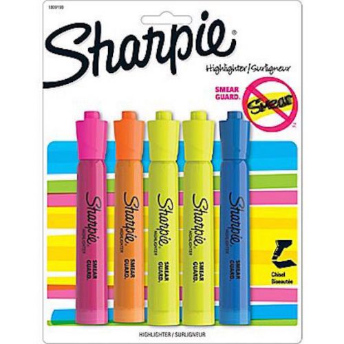 Sharpie Accent Tank Style Highlighter, Chisel Tip, Assorted, 5/pk