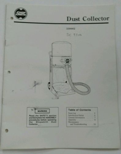 Shopsmith Shop Smith Mark V Dust Collector Manual 330002 DC 3300