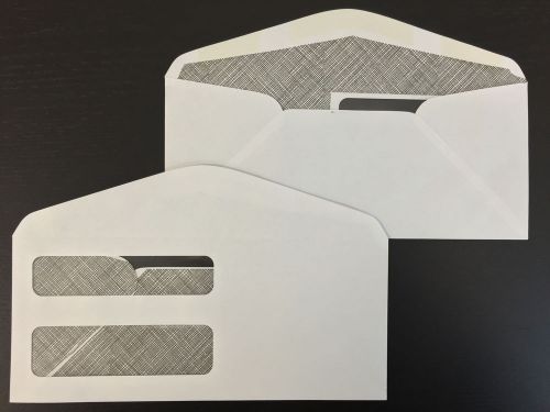 Universal double window security envelopes #10, gummed, white for sale