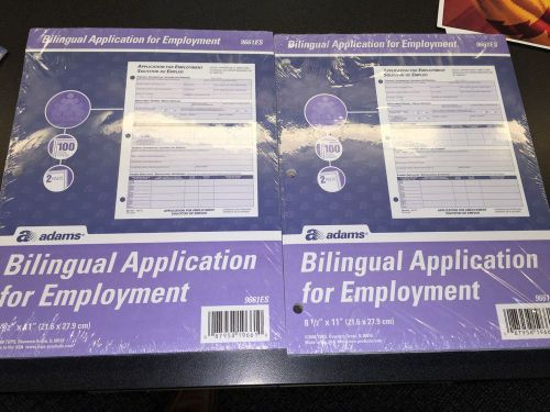 Lot of 2 Sealed Adams Bilingual Employment Application 50 Forms Per pad 9661ES