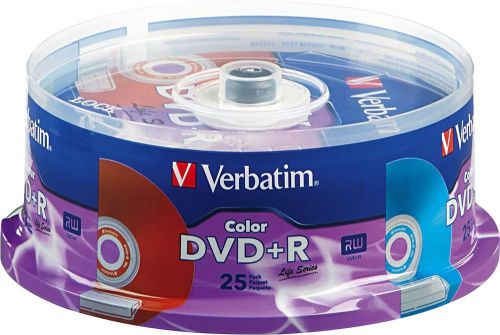 Verbatim 4.7 GB up to 16x Branded Recordable Disc DVD+R 25 Pack Life Series