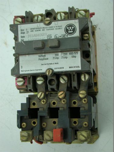 WESTINGHOUSE  STARTER SIZE 1 27 AMPS  STYLE  765A840G01