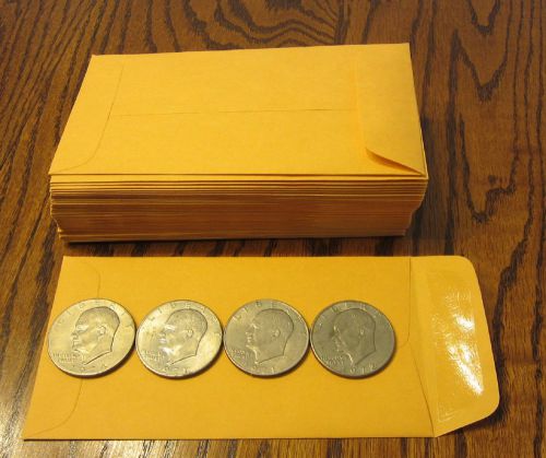 75 SMALL KRAFT COIN ENVELOPES SIZE 3.5&#034; X 6.5&#034; SEED JEWELRY PARTS  #7  STAMPS